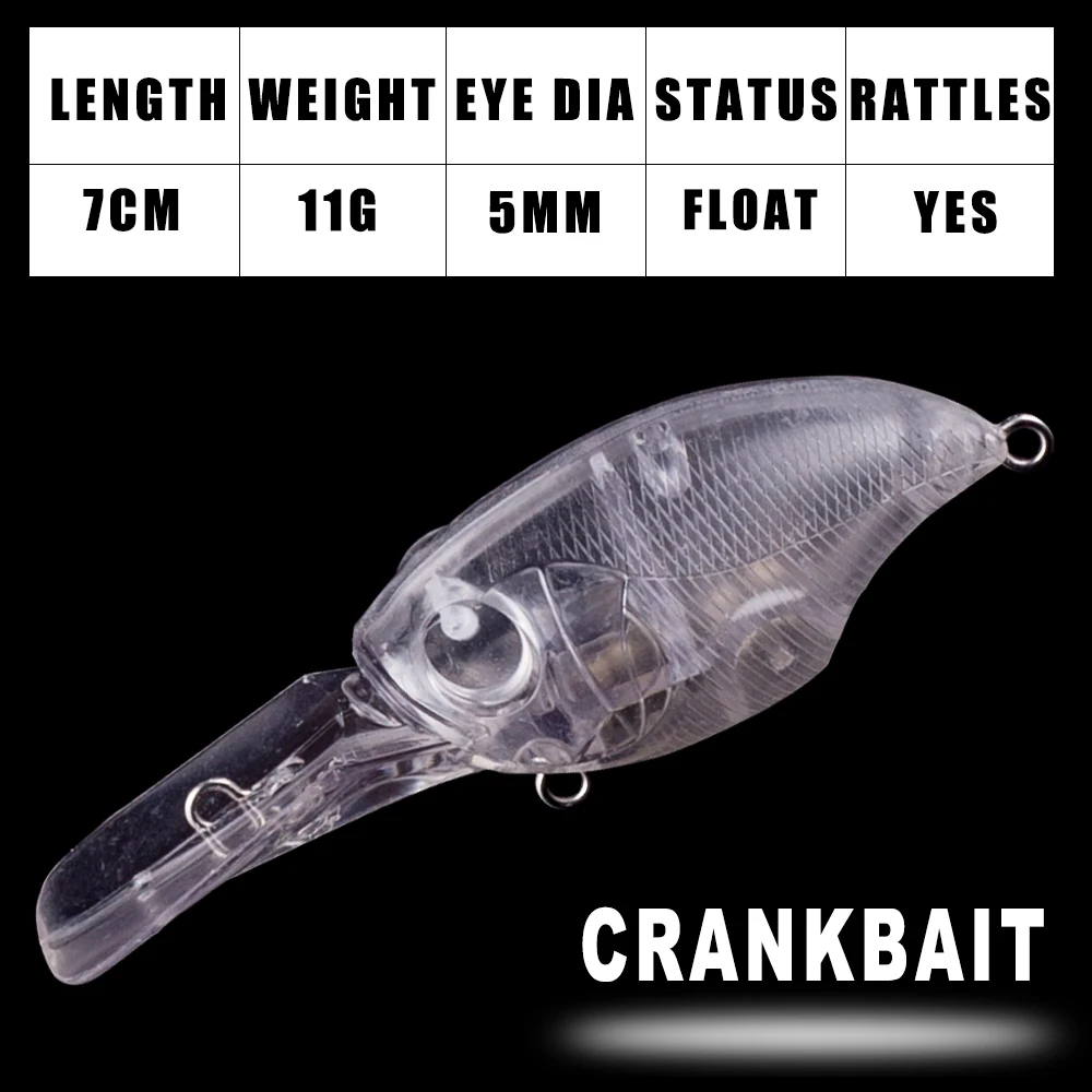 Crankbait flotante sin pintar para lubina Dr.Holife – 7 cm 11 g - imagen 3