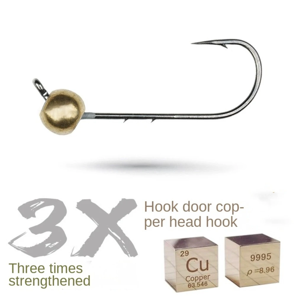 10 Uds 2025 0,5g-4g anzuelos de pesca con cabeza de anzuelo 1/0 2/0 gancho de cabeza de cobre de acero al carbono aparejo Neko señuelo suave anzuelo de pesca - imagen 5