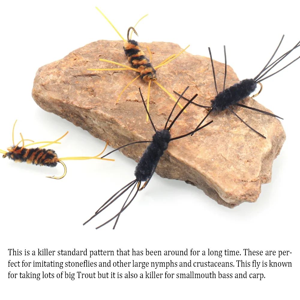 Wifreo, 6 uds., faja para insectos, piernas de goma, ninfa, mosca, cuerpo de chenilla, mosca de piedra, ninfa, moscas de pesca con mosca, trucha, lubina, señuelo de pesca, tamaño de anzuelo # 8 - imagen 5