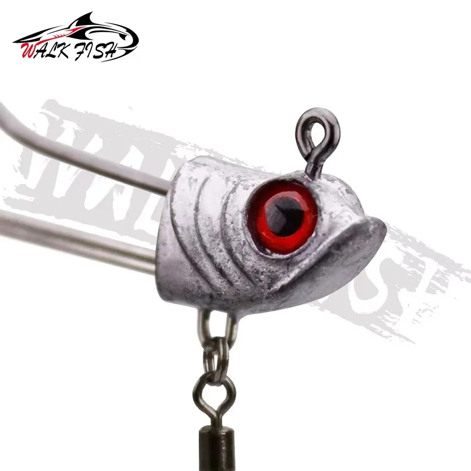 WALK FISH-anzuelo para cabeza de pesca, 7g/10g/17g, en forma de pez, espinas venenosas, doble gancho, anzuelos con ranura en sangre, hoja de sauce, lentejuelas, señuelo para peces - imagen 3