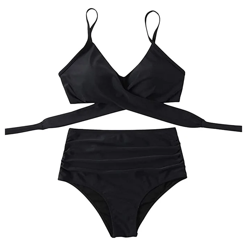 Conjunto de Bikini con realce para mujer, traje de baño Sexy de dos piezas con realce, acolchado, cintura alta, S-2XL de verano, 2022 - imagen 5