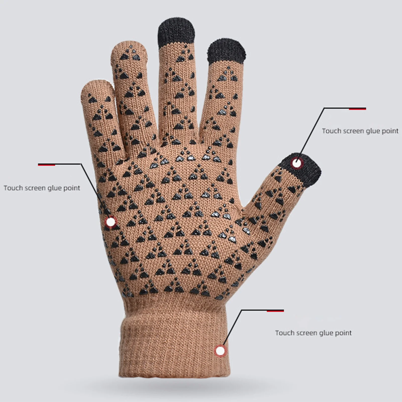 Guantes de pesca de invierno, guantes cálidos de felpa gruesa para hombres y mujeres, ciclismo al aire libre, Camping, manoplas tejidas de terciopelo a prueba de viento - imagen 4
