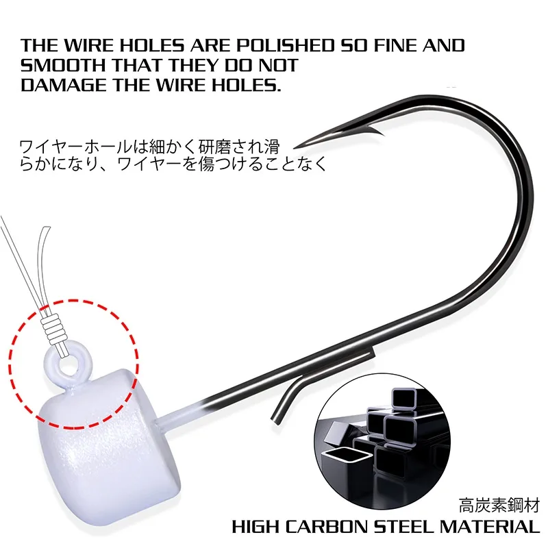 Sougayilang-anzuelo de pesca con cabeza de anzuelo, 5 uds., 3,5g, 5,5g, aparejo Ned, anzuelo de pescado, señuelos de gusanos suaves, anzuelos de anzuelo de seta, anzuelos de pesca para lubina y trucha - imagen 3