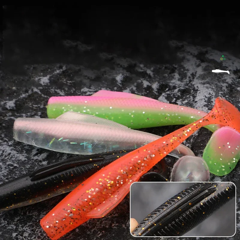 4/6/8/12 Uds cebo suave Tpr 4-10cm 0,5-7,7g cola de paleta suave Swimbait Señuelos de pesca cebo Artificial de silicona Wobblers señuelos blandos - imagen 5