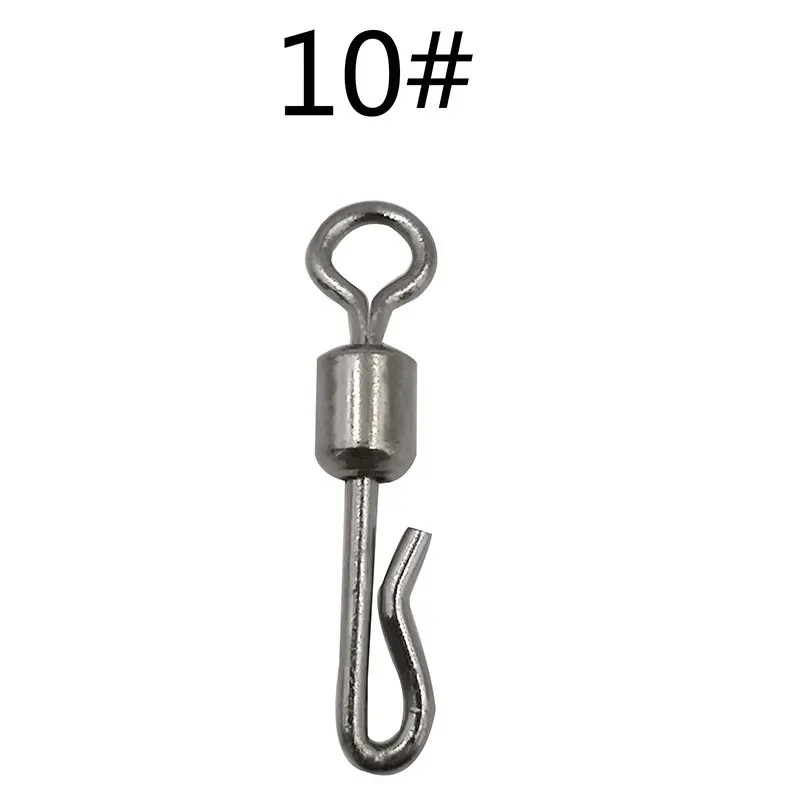 OUTKIT 50 Uds. Giratorios de pesca, enclavamiento giratorio, tamaño a presión 7/8/10/12 gancho, conector de señuelo, aparejo Terminal, pesca giratoria