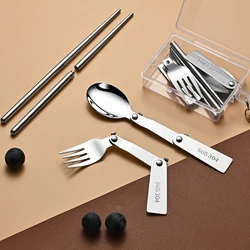Cubiertos plegables de acero inoxidable para pesca y camping