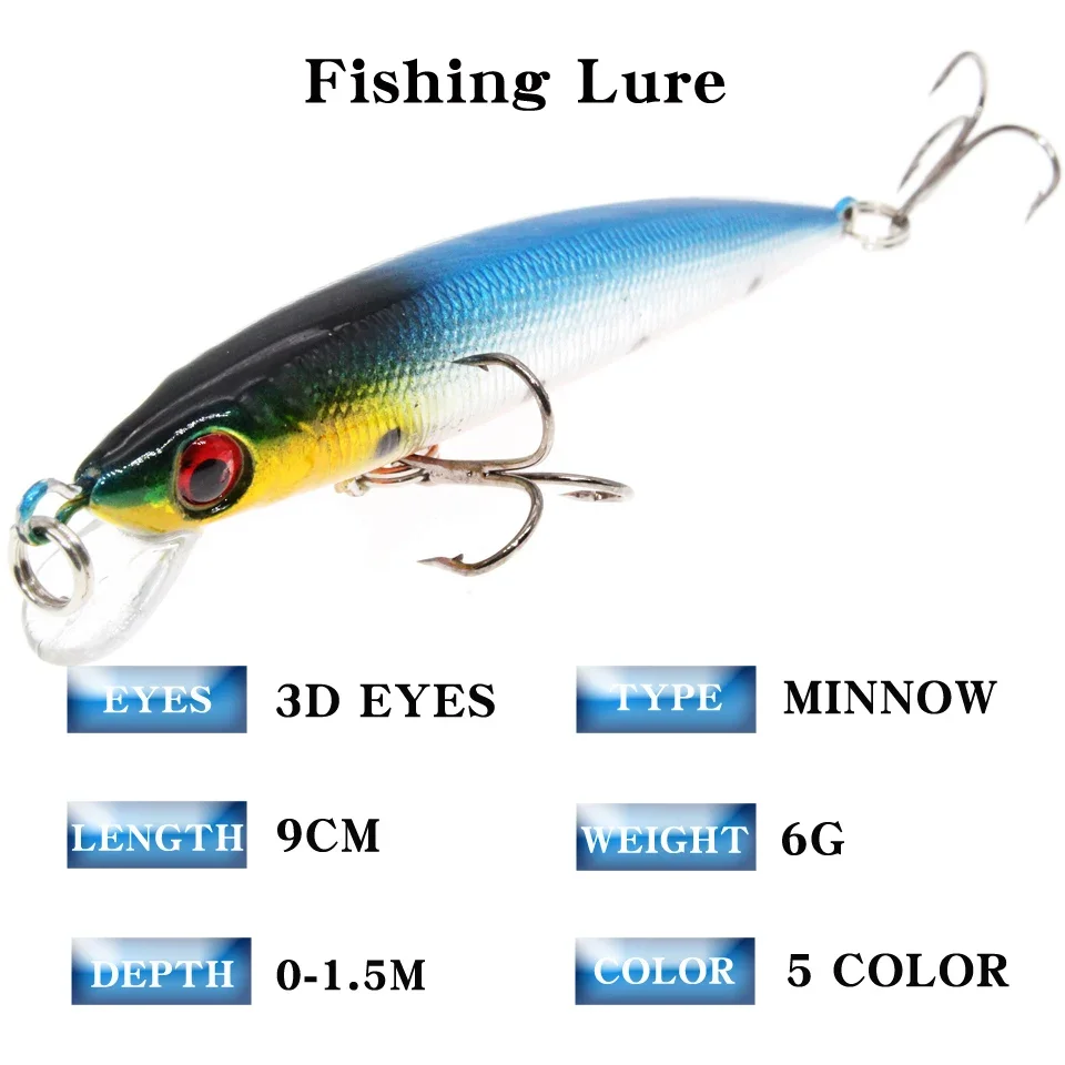 Señuelo de Pesca Minnow que se hunde, cebo láser, cuerpo, Wobbler Crankbait, señuelos de ratán, Swimbait duro - imagen 2