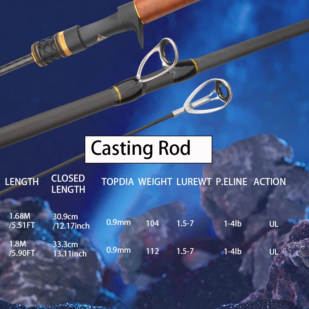 ROLLFISH-caña de pescar telescópica ultraligera UL para trucha, caña de pescar de viaje con guías Fuji, línea de PE de 100M gratis - imagen 4