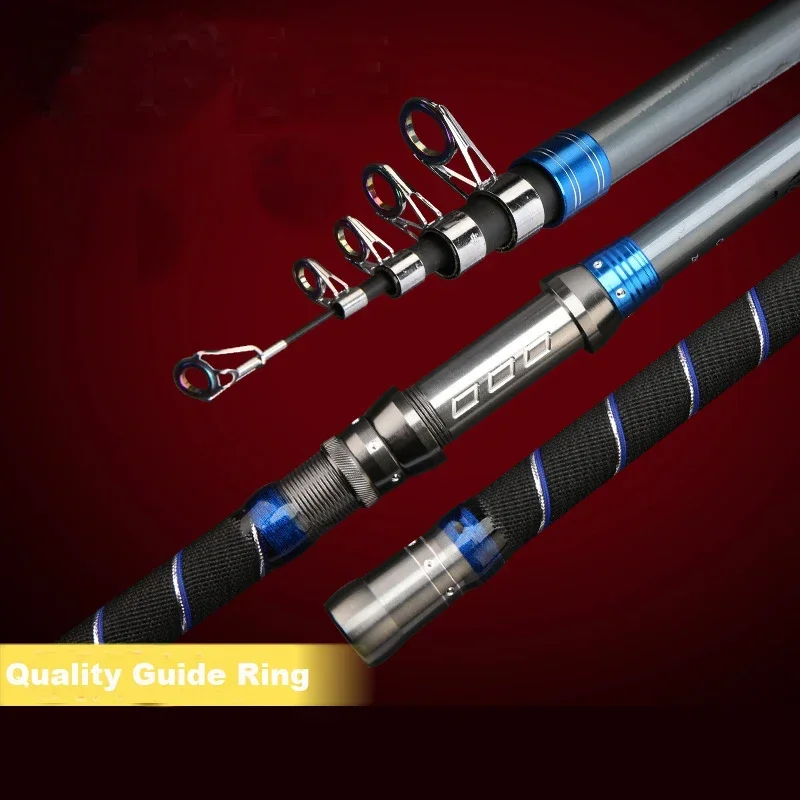 Nueva caña de pescar de carbono de 2,1-4,5 M, caña de lanzamiento larga superdura, caña de pescar telescópica para viaje, barco de mar, roca, equipo de pesca de alta calidad - imagen 2