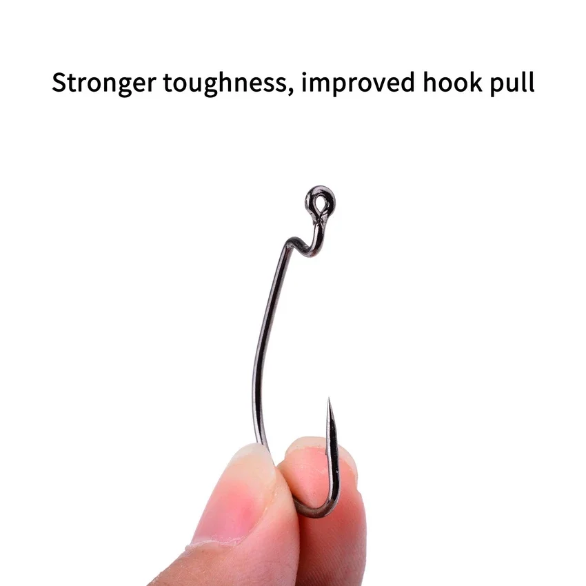 Aorace-Juego de anzuelos de pesca de acero al carbono, 50 unidades, anzuelos de pesca de manivela ancha, señuelo de gusano suave, anzuelo de púas, aparejos de pesca de carpa - imagen 3