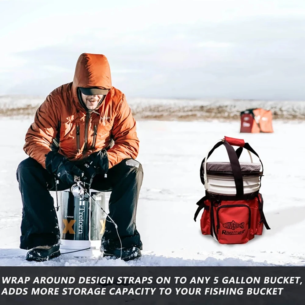 Bolsa de cubo impermeable para pesca en hielo, hecha de poliéster, Oxford de 600 denier para pesca en hielo, pesca con mosca, pesca costera y en alta mar - imagen 5