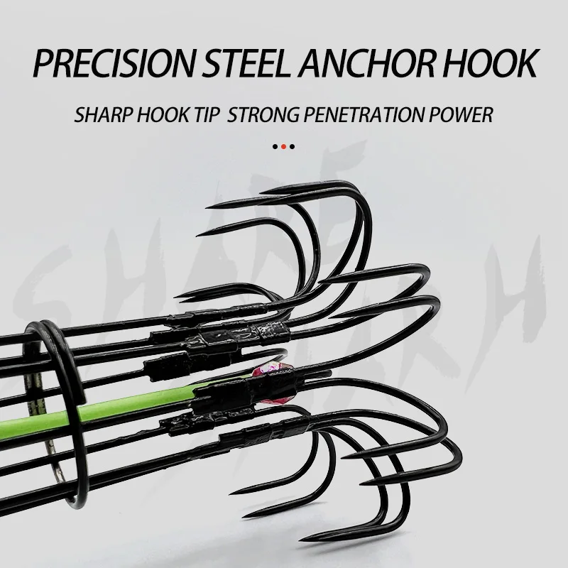 Accesorios de pesca, 8 garras, 16 anzuelos, cebo de calamar, trampa, jaula, señuelo de pesca, jaula, anzuelo de pulpo, trampa, cesta, herramientas de pesca, aparejos - imagen 3