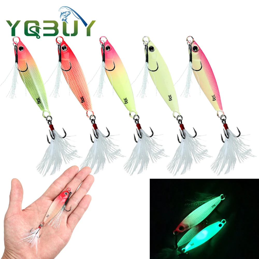 1 Uds pesca luminosa 7g/10g/15g/20g/30g anzuelo de Metal Spinner cebo Jigging cuchara señuelo de pesca