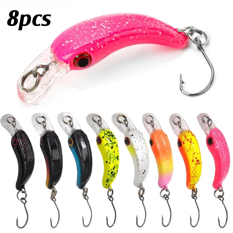 8 Uds Mini Minnow Wobblers pez Popper aparejos de lubina Señuelos de pesca Crankbait cebo de plástico duro