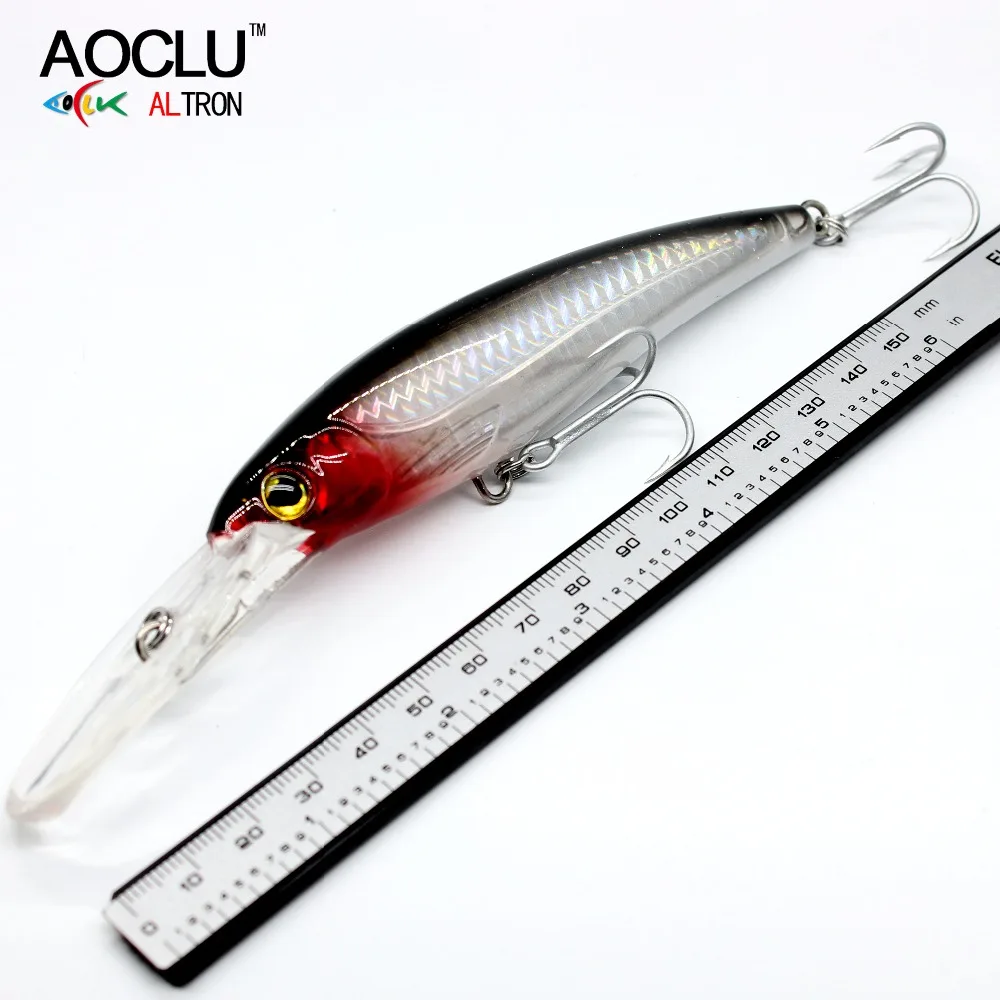 AOCLU Wobbler flotante para buceo profundo, cebo duro de 17cm, 32g y 5m de profundidad, señuelo de pesca con manivela, anzuelo VMC para atún y lubina - imagen 3