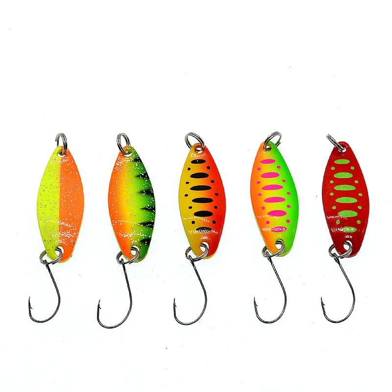 Señuelo pequeño de Metal con forma de hoja de sauce para pesca de lubina, anzuelo único afilado, 3,5g, 34mm, 5 piezas - imagen 3