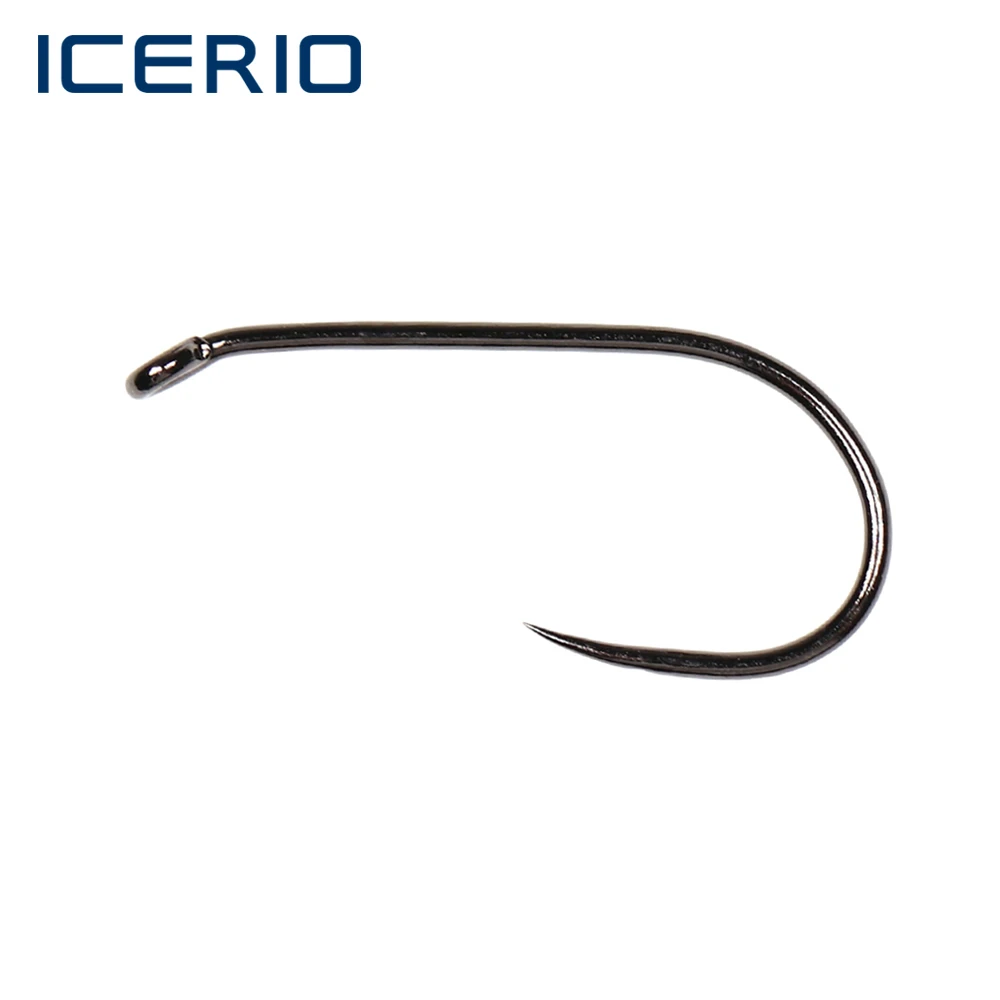 ICERIO-anzuelo de pesca con mosca seca, anzuelo de pesca forjado, Ojo de abajo, sin púas, CDC Mayfly Emerger, 100 Uds.