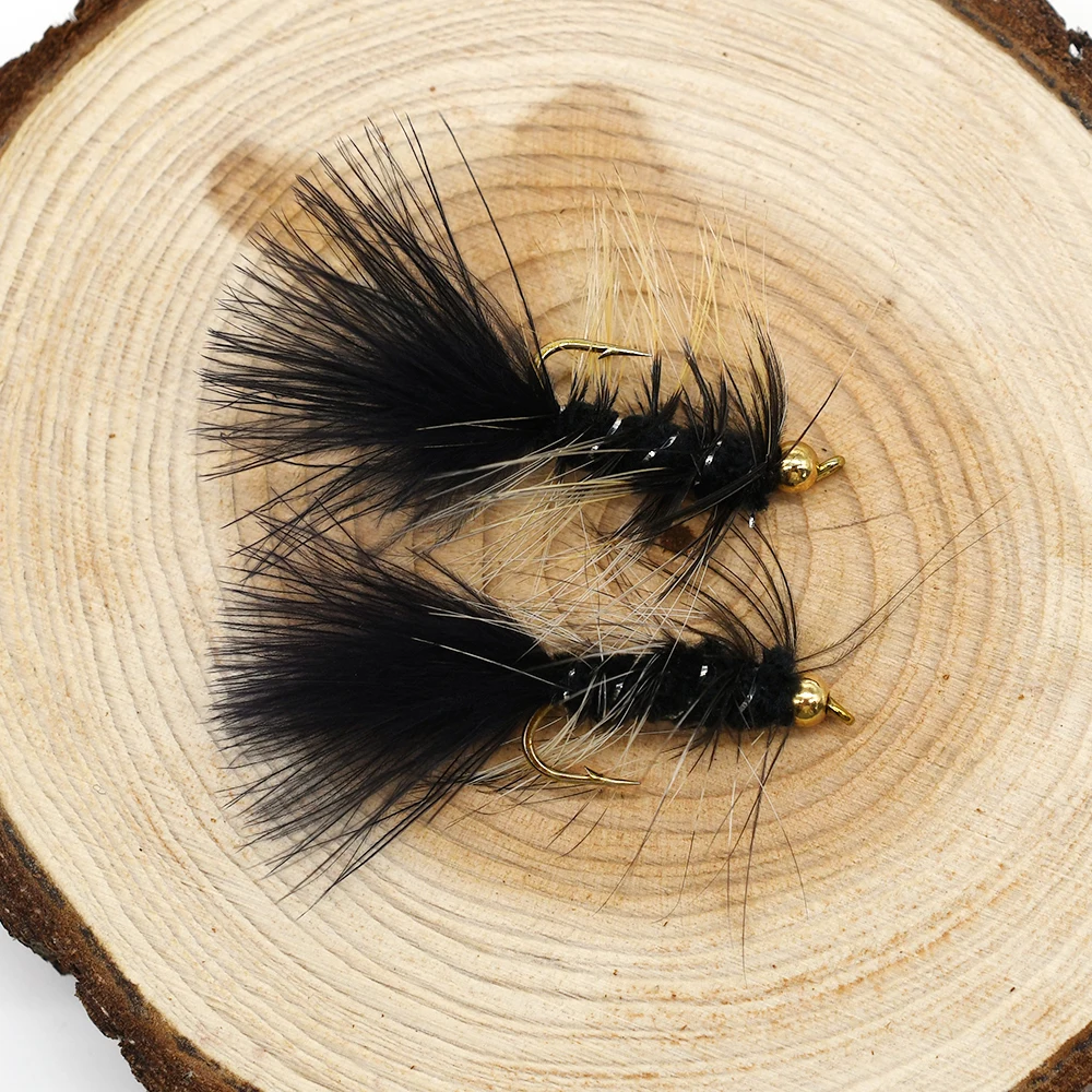 MNFT-anzuelos de pesca de Ninfa, 10 #, 10 piezas, Beadhead, golled, barbas blancas, caña larga, atado de moscas - imagen 5