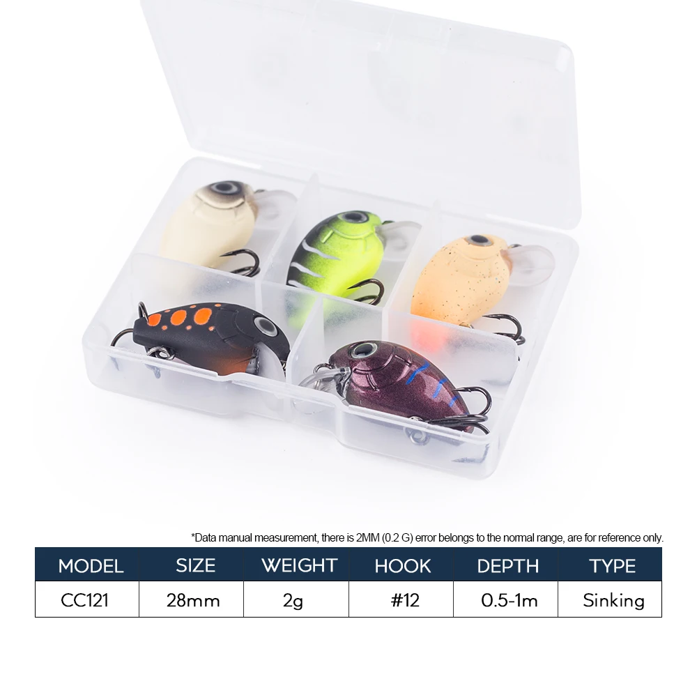 Hanlin 5 uds/traje 2,8 cm 2g Mini Wobblers hundimiento lento Crankbait señuelo de pesca cebo Artificial Wobbler de plástico duro para aparejos de lubina - imagen 2