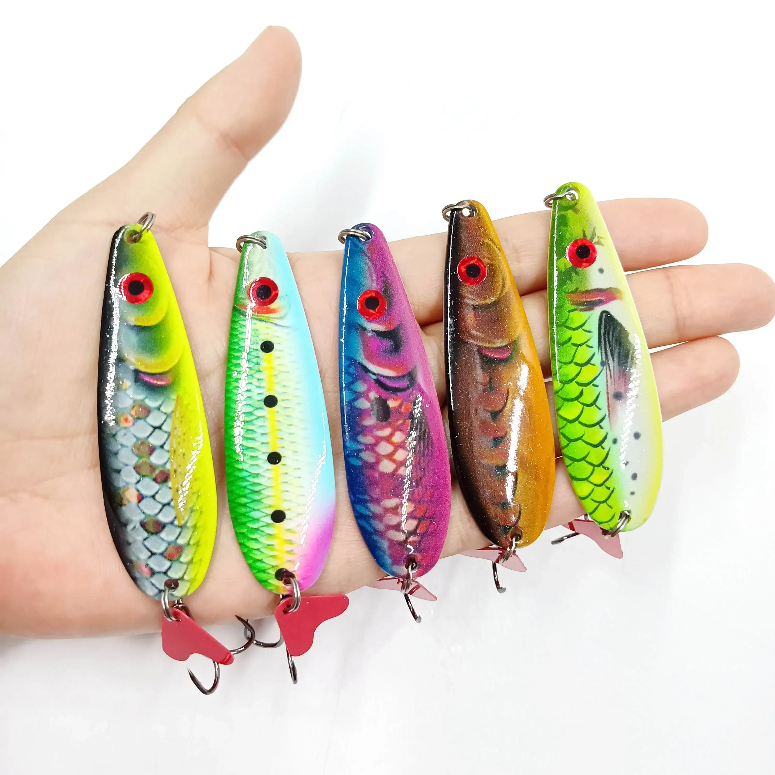 DUODUOYU 1PCS Grote Metalen Lepel Vissen Lokken 18g/75mm 3D Spinner Isca Kunstmatige Harde aas Wobbler Forel Lokken bas Visgerei - imagen 2