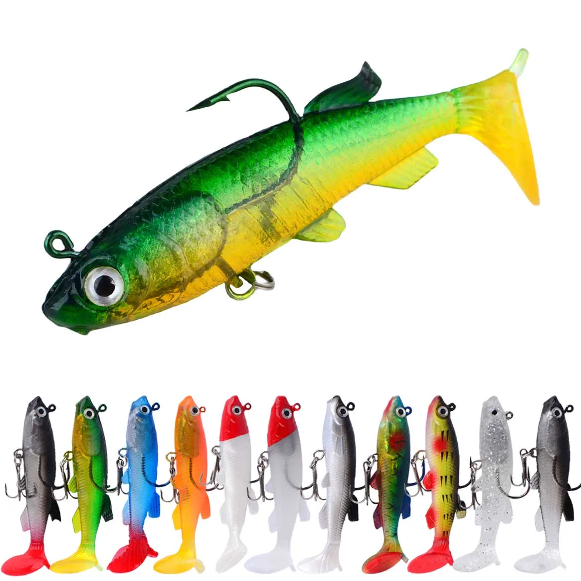 Swimbait hundible cola en T – Señuelo de vinilo para lucio - imagen 3