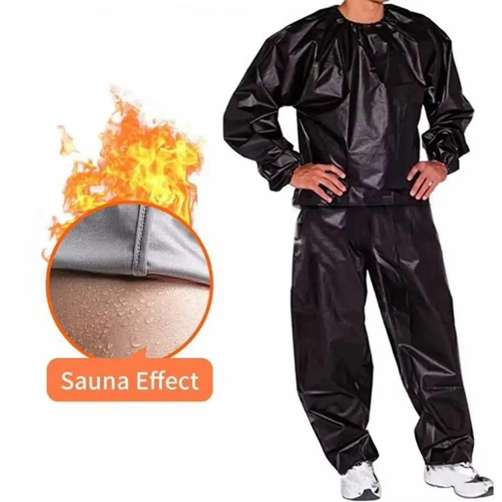 Traje deportivo para hombre y mujer, traje de Sauna de PVC de manga larga para perder peso, conjunto de pantalones superiores informales con cintura elástica, ropa deportiva para hombre - imagen 2