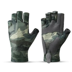 Guantes de pesca antideslizantes de medio dedo, protección solar transpirable, pesca al aire libre, Verano