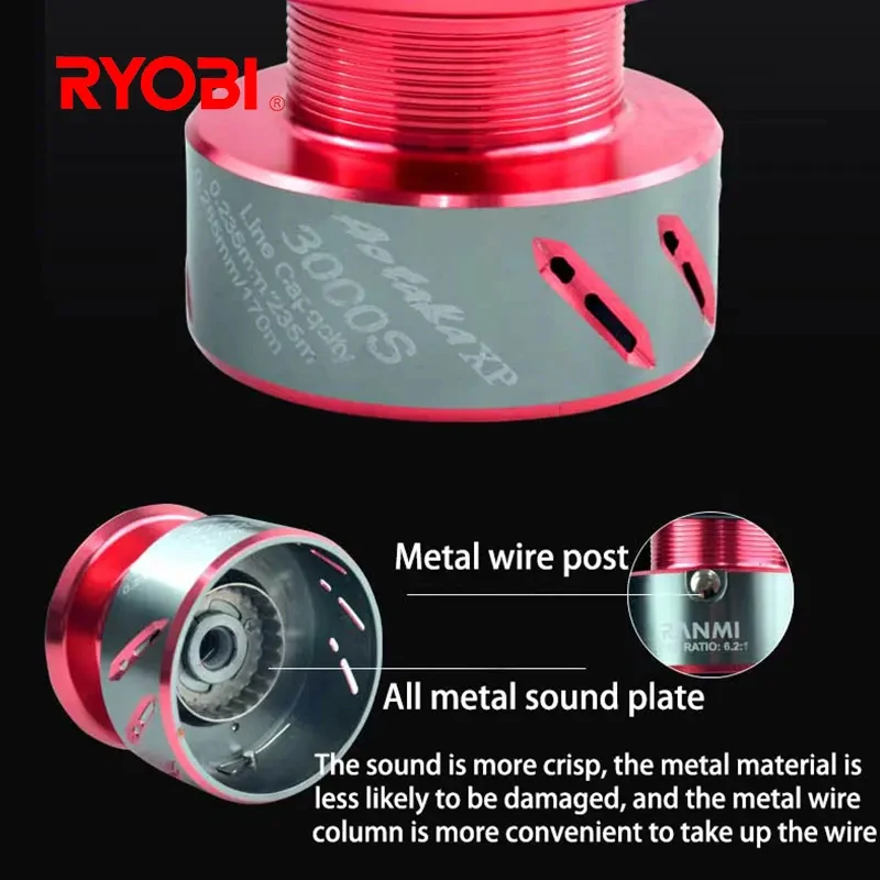 RYOBI-carretes giratorios de carbono RANMI, carretes de agua salada y dulce, marco de carbono ultraligero de 7,6 oz, carrete de pesca Ultra suave y resistente - imagen 5