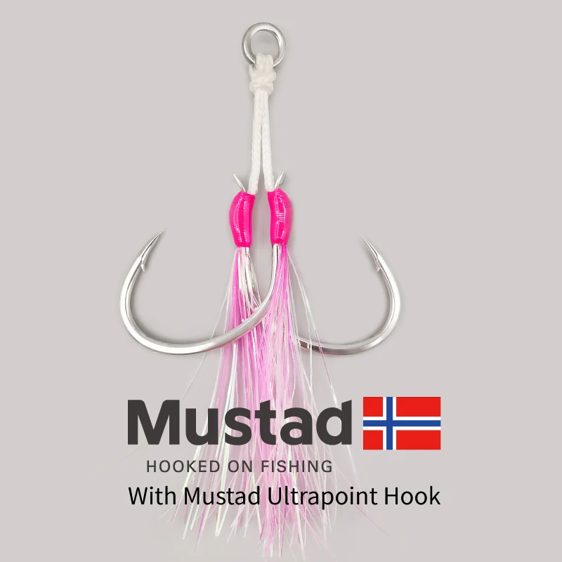 Mustad 2-SJ Slow Jigging Twin Assist - Anzuelos brillantes de mar - imagen 4
