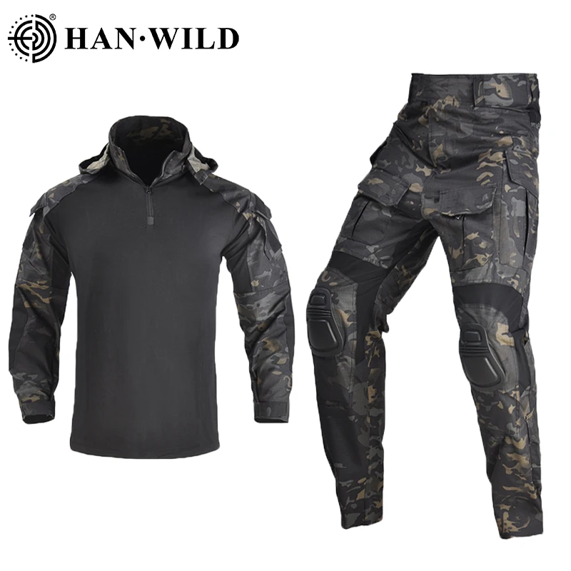 Uniforme táctico, trajes de acampada, traje de camuflaje, camisas para correr, pantalones deportivos Cargo, conjuntos de ropa de Paintball Airsoft, ropa para hombre al aire libre - imagen 2