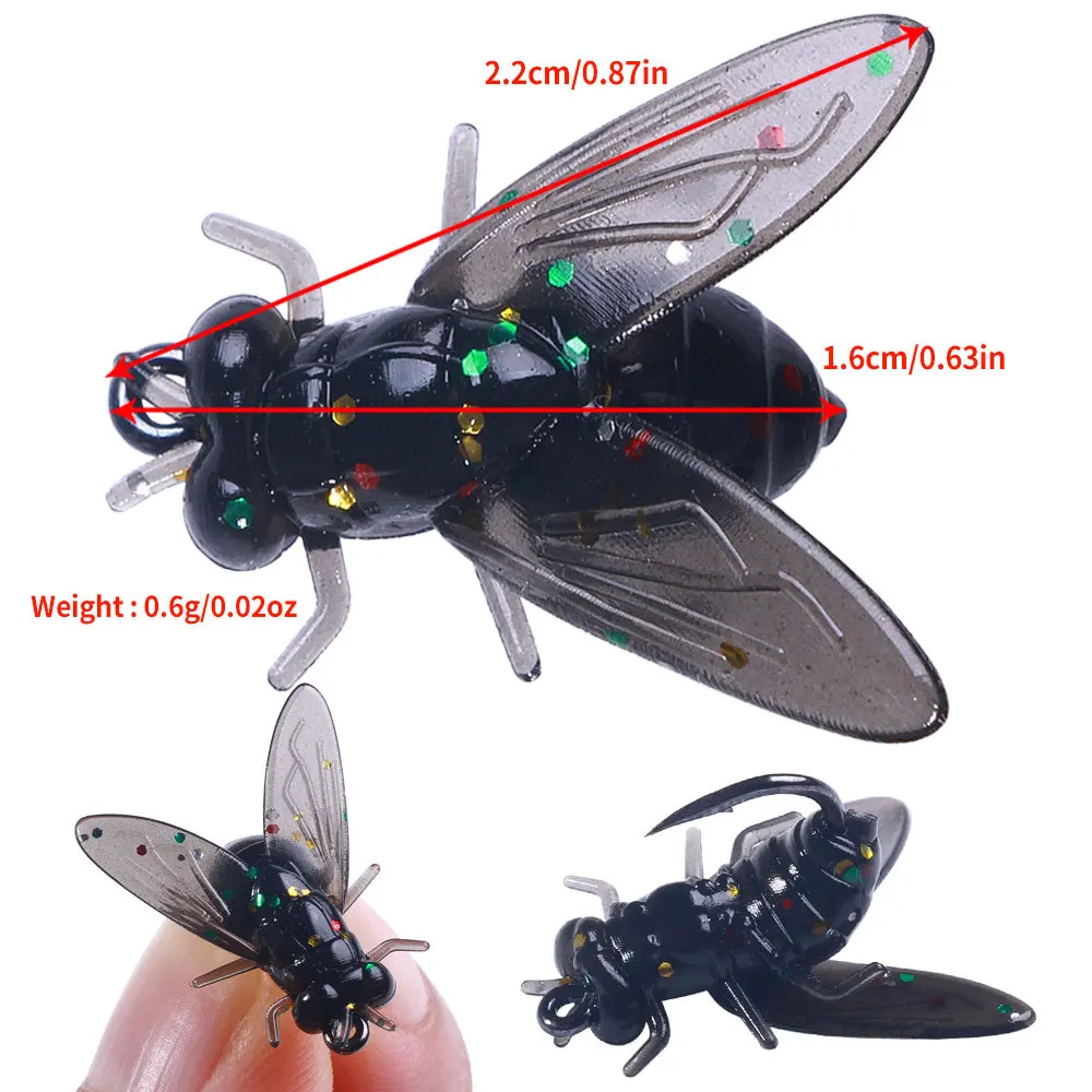 15PCS PVC Fly Fishing Flies Soft Rubber Fly Fishing Lures Lifelike Flies Insects Lures Barbed Hooks Fishing Accessories - imagen 3