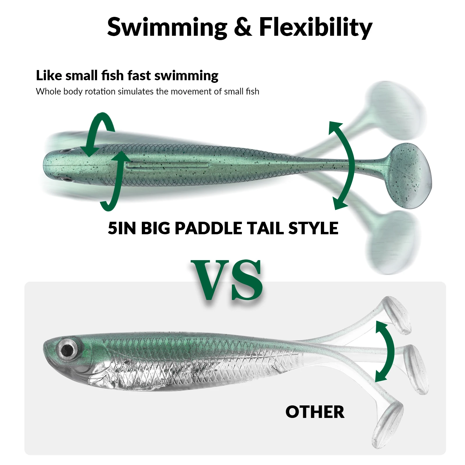 THKFISH 5 uds 128mm Señuelos de Pesca blandos Swimbaits cebos artificiales de silicona cola de paleta Wobblers señuelo de gusano suave para trucha lubina - imagen 5