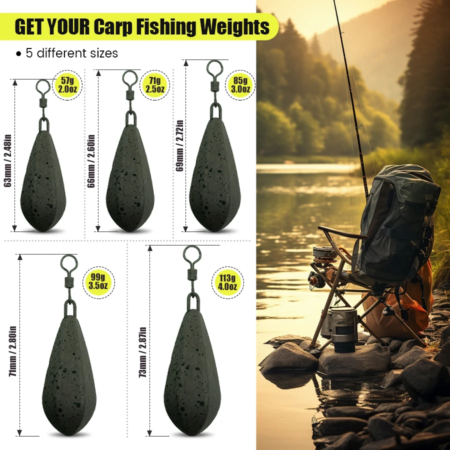 Pesas carpa eficaces y duraderas para pesca de larga distancia - imagen 2