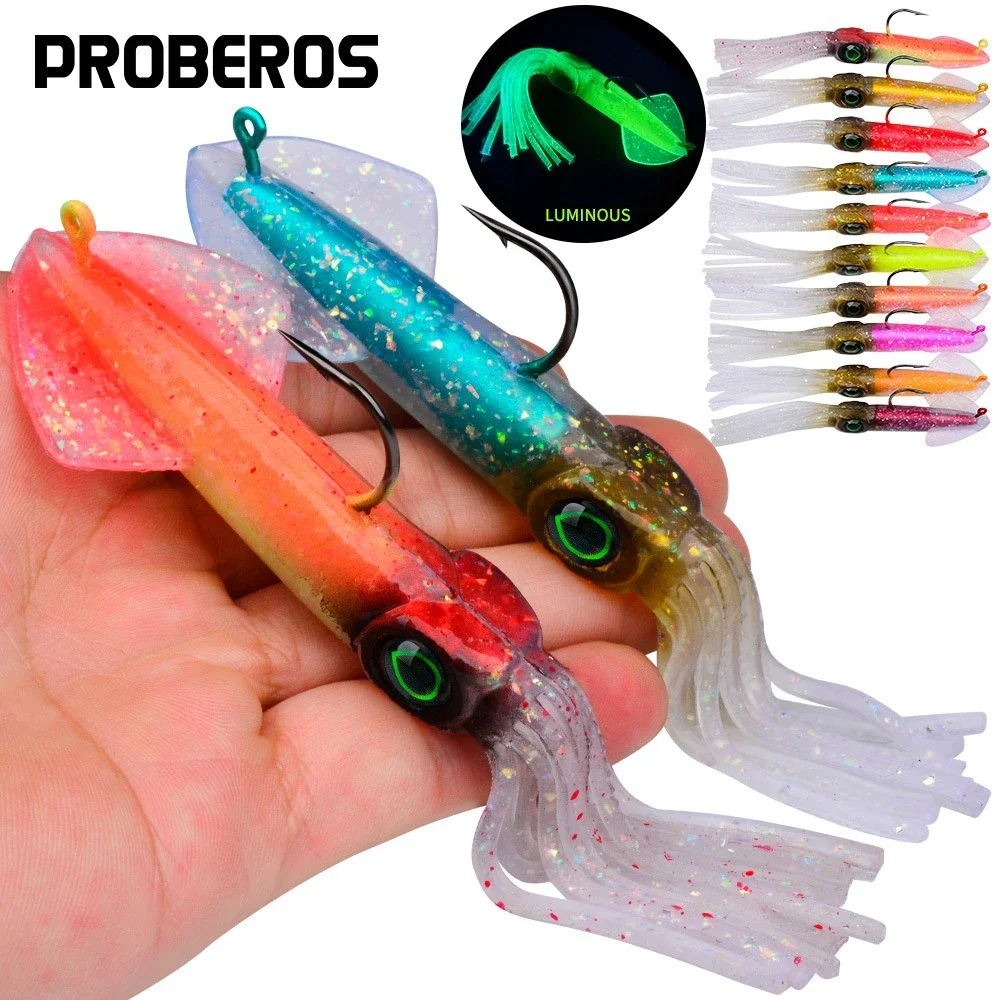 Cebo de calamar suave, señuelo de pesca Trolling, plantilla de cabeza de pulpo, 35,5g, 47,2g, plantilla de calamar UV luminosa para pesca en barcos de aguas profundas, cebo Wobblers - imagen 2