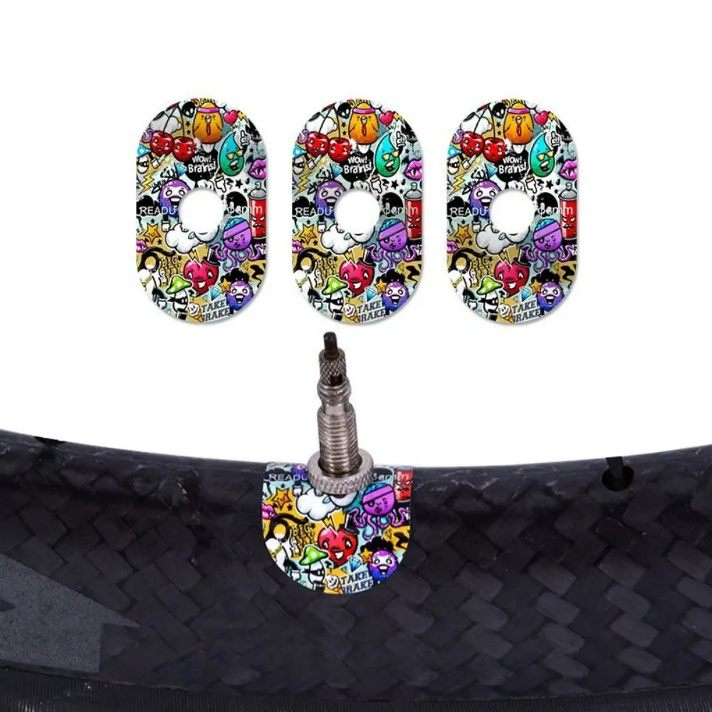 3 unids/set pegatina de válvula de bicicleta Multicolor MTB/bicicleta de carretera accesorios de ciclismo almohadilla de válvula de bicicleta pegatinas equipo impermeable - imagen 4