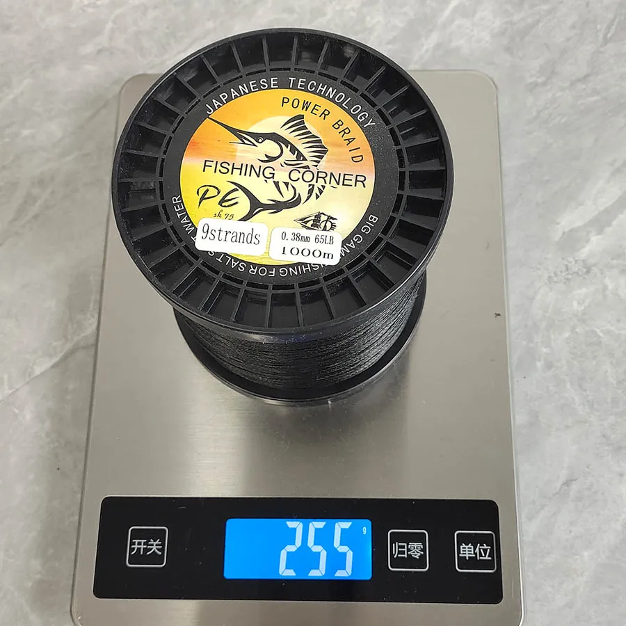 Línea de pesca de 9 hebras, 1000m, líneas de PE trenzadas más suaves, 0,38mm, 65LB, alambre trenzado de PE multifilamento negro para agua salada - imagen 3