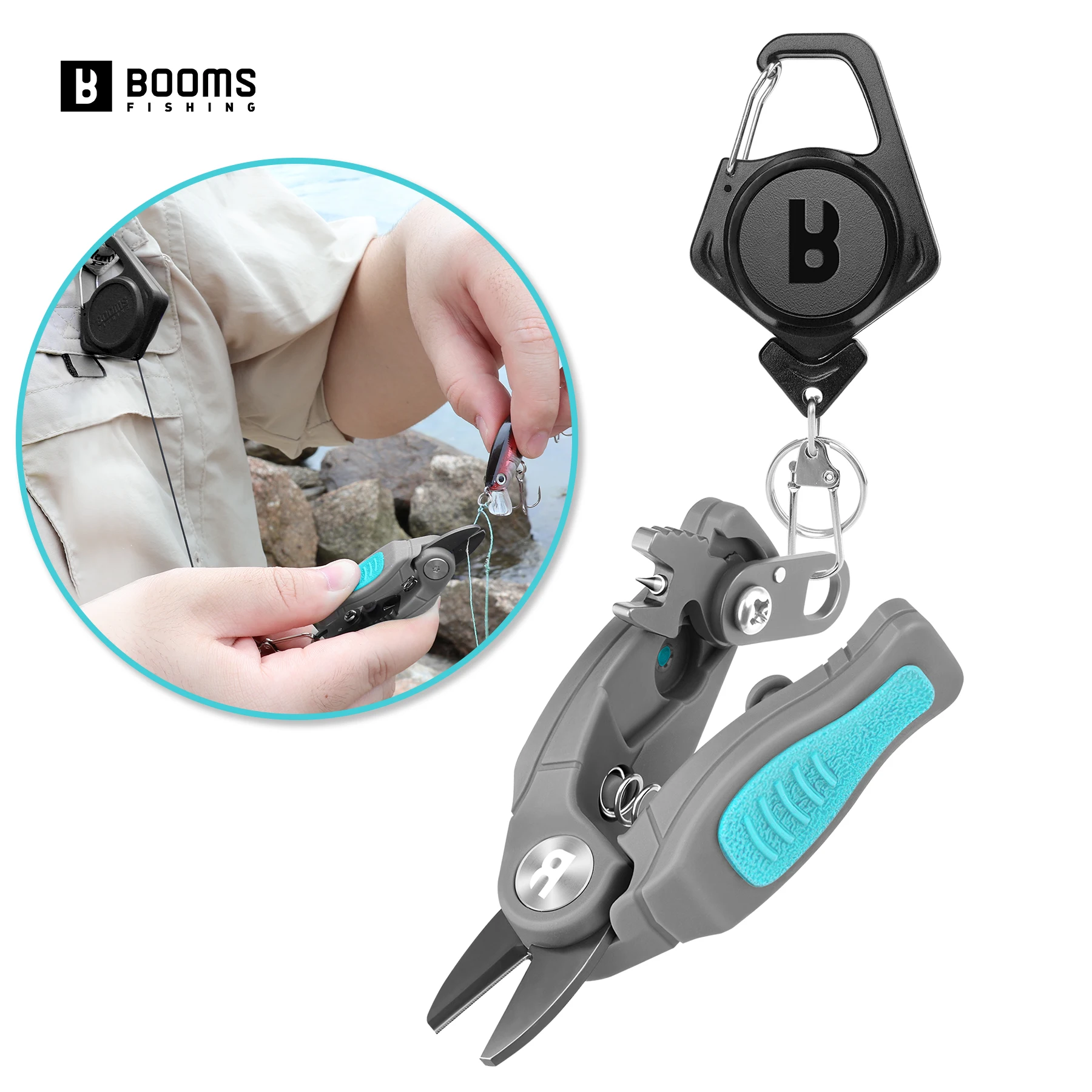 Tijeras de pesca mini inox Booms Fishing con cortador línea