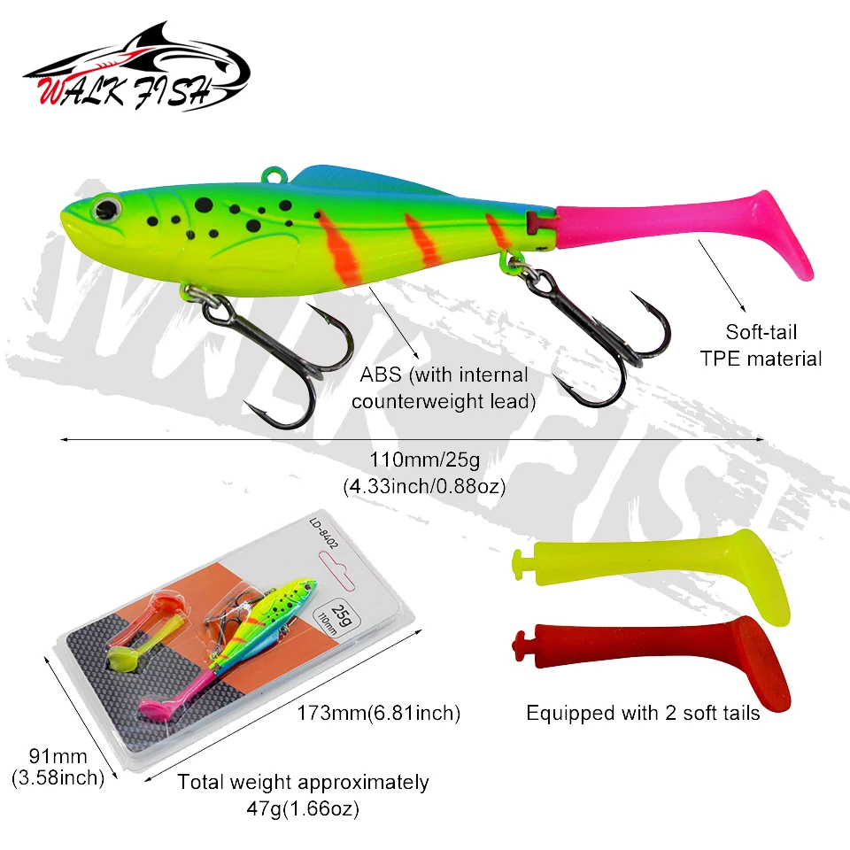 Señuelo VIB Walk Fish con cola blanda – Crankbait vibratorio - imagen 4