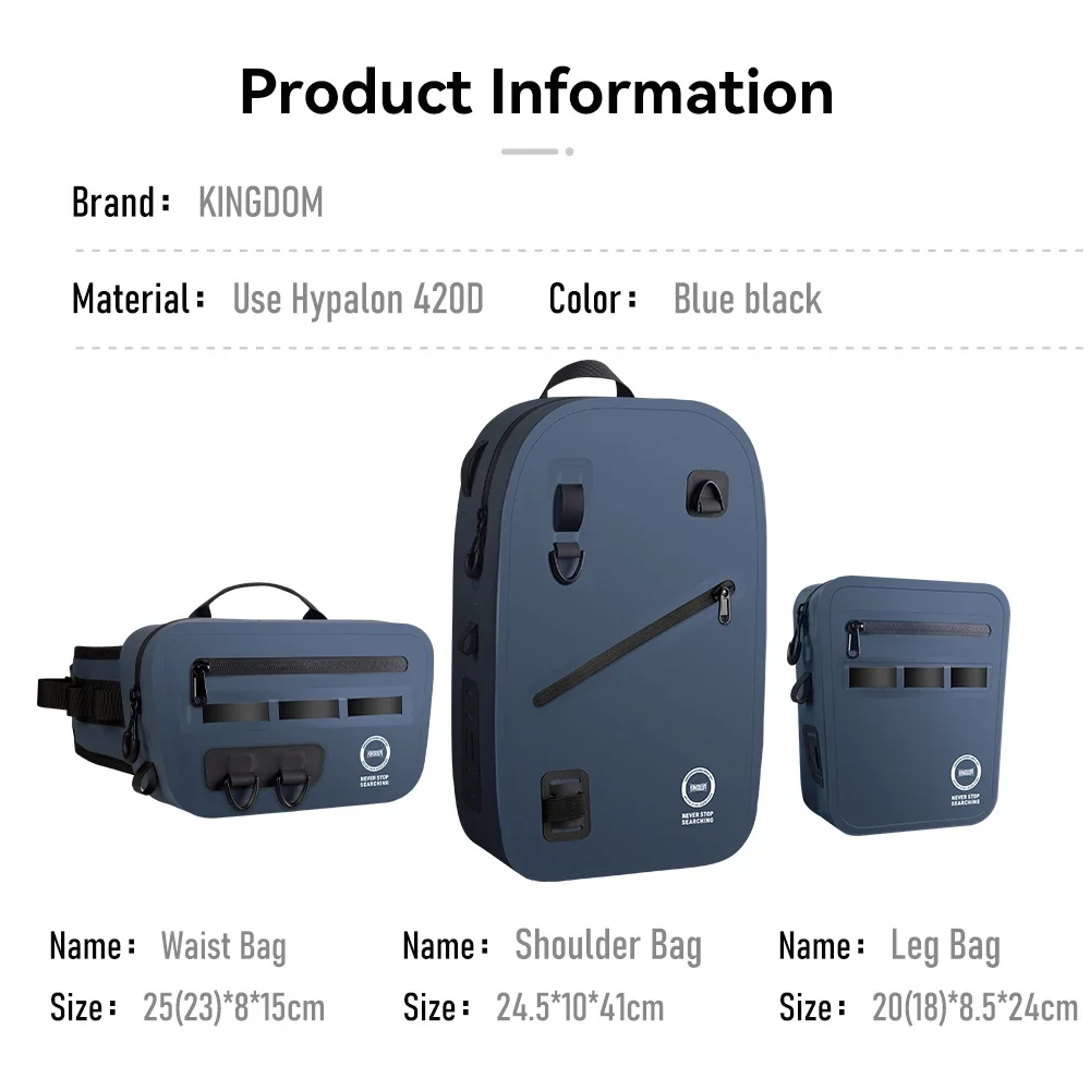 Kingdom-bolsa para aparejos de pesca, hombro, cintura, pierna, IPX8, impermeable, TPU, multifuncional, accesorios de almacenamiento de gran capacidad - imagen 3
