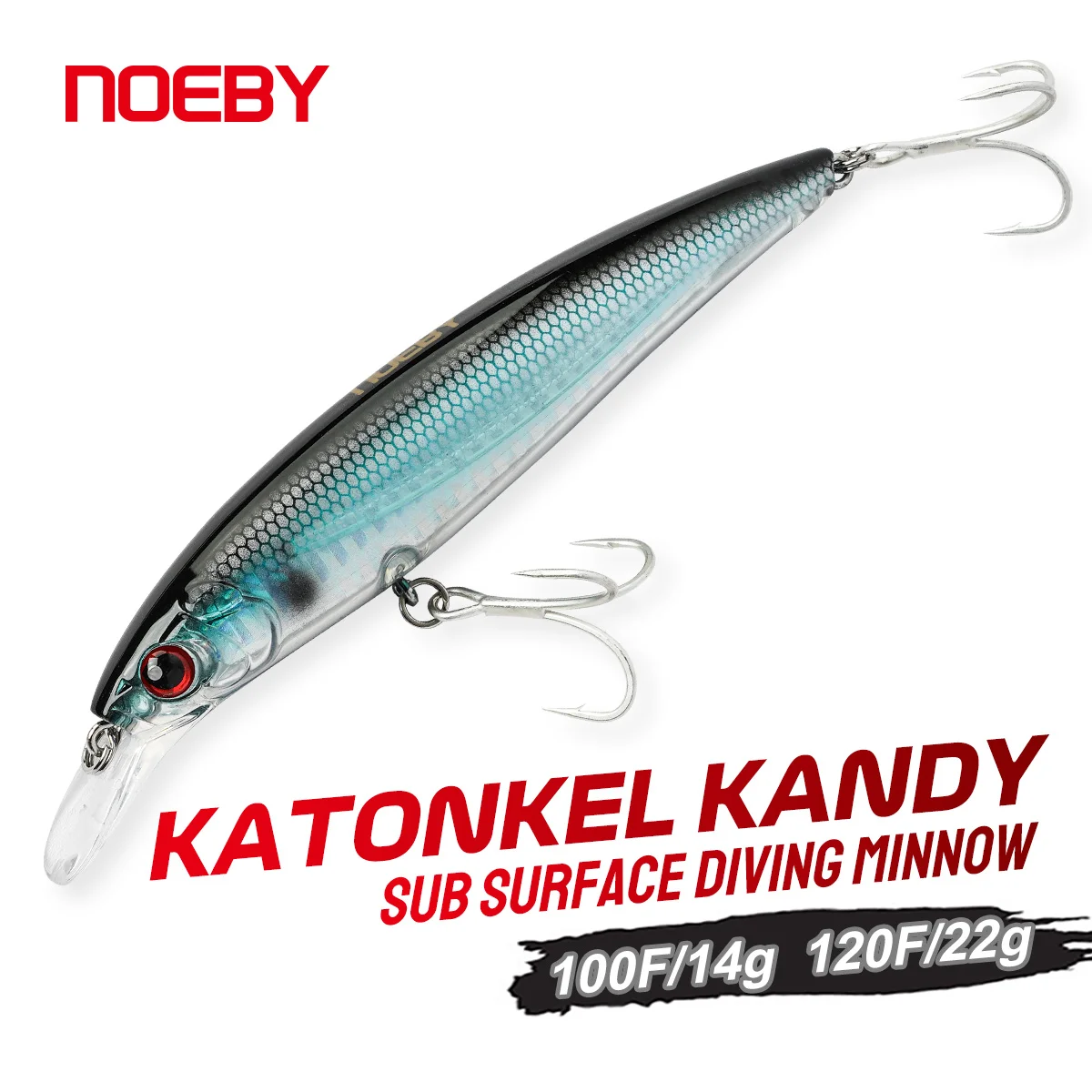 NOEBY Katonkel Kandy Sub superficie buceo Minnow 100mm 14g 120mm 22g Jerkbait cebo duro Artificial lubina Bonito Señuelos de Pesca