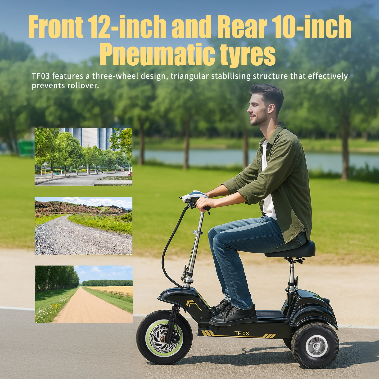 Patinete Eléctrico Plegable 3 Ruedas TWOFISH para Adultos - imagen 4