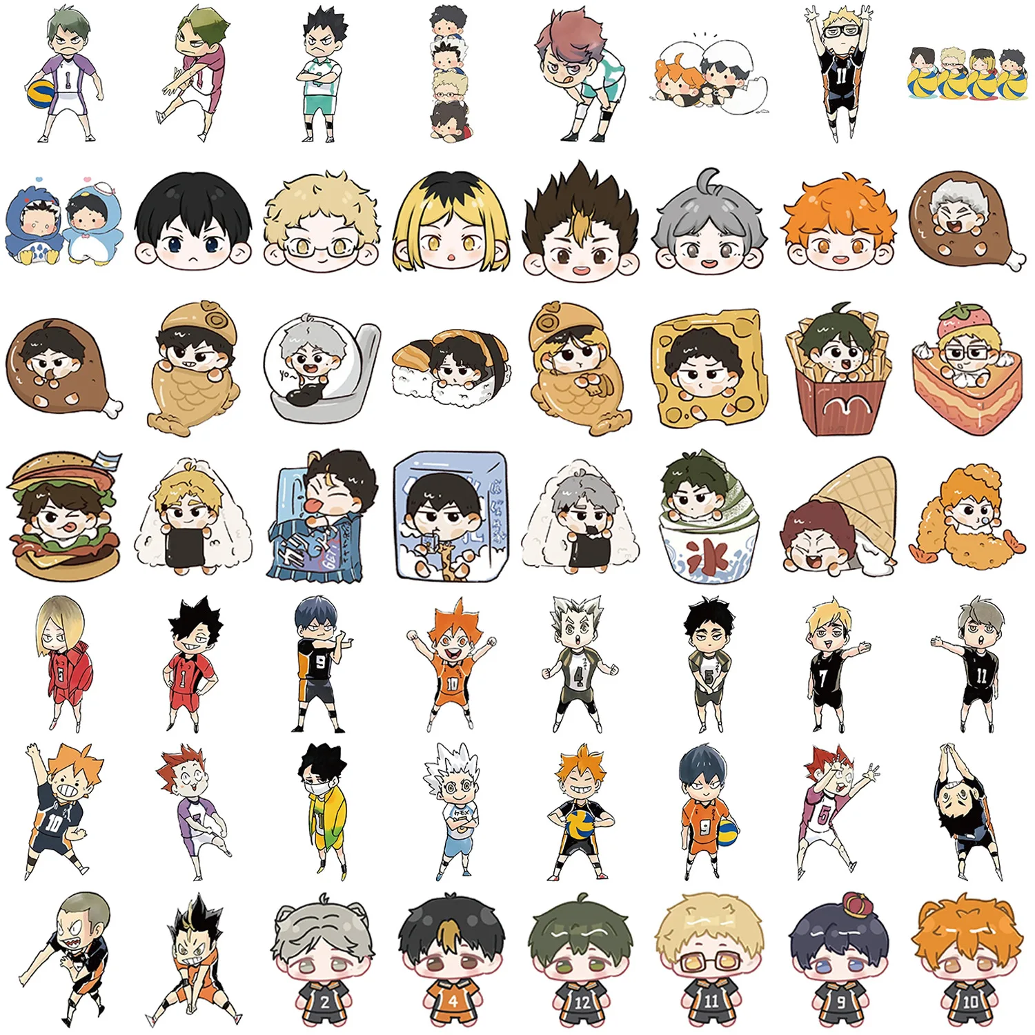50 Uds Anime japonés Haikyu lindos pegatinas de grafiti DIY teléfono guitarra portátil maleta taza pegatinas impermeables - imagen 3