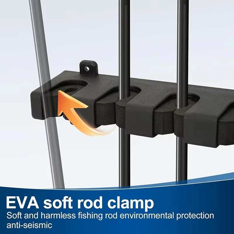 Estante para caña de pescar de 4/2 Uds., estante de 6 polos, estante para caña vertical, caña de pescar modular montada en la pared, adecuado para paredes de garaje y hogar - imagen 3