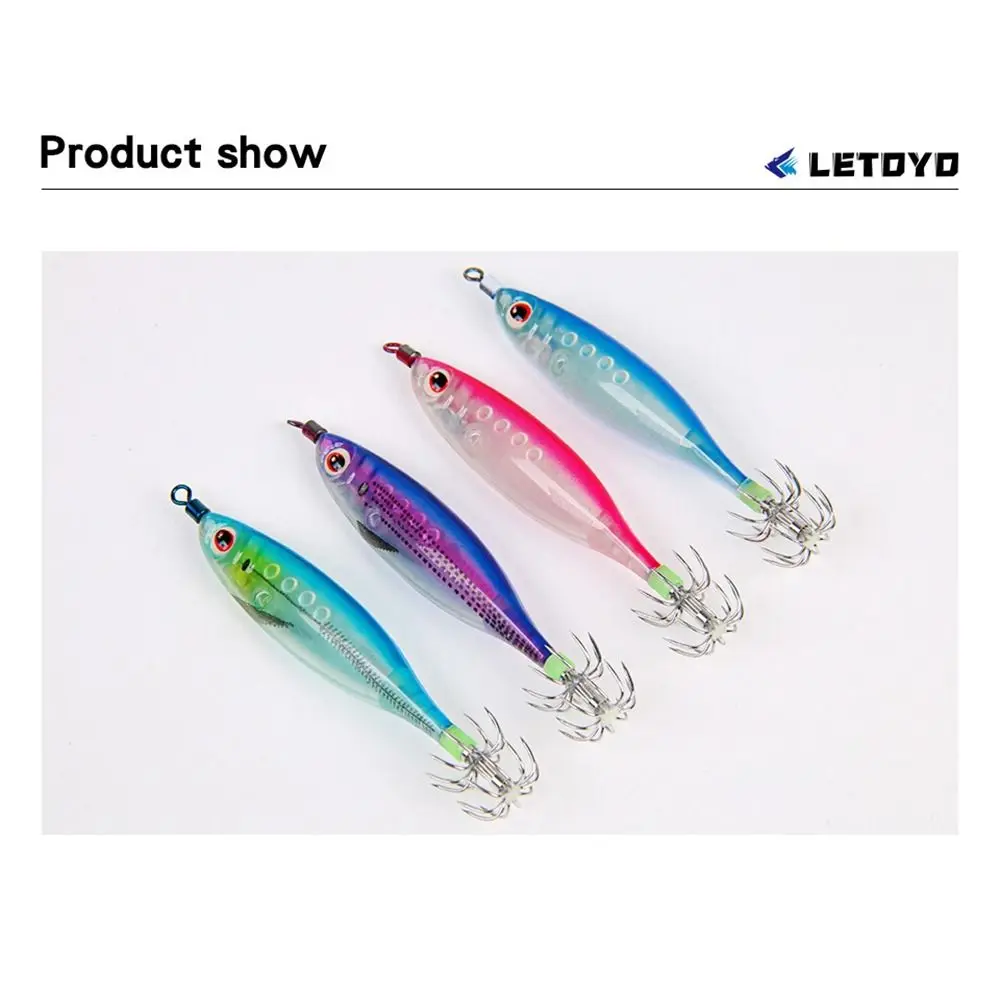 Simulación luminosa realista, 5,5g, 85mm, señuelos de camarón de madera, aparejos de pesca, anzuelo de calamar, cebo de pulpo - imagen 3