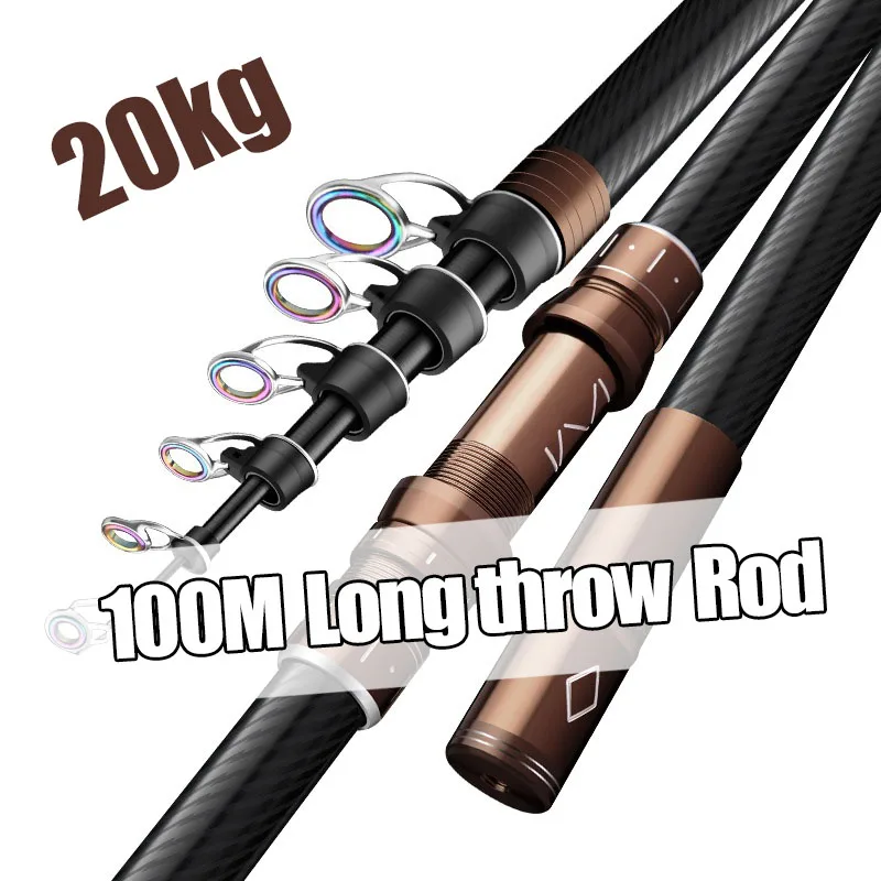 Caña telescópica de carbono para surfcasting, spinning y baitcasting