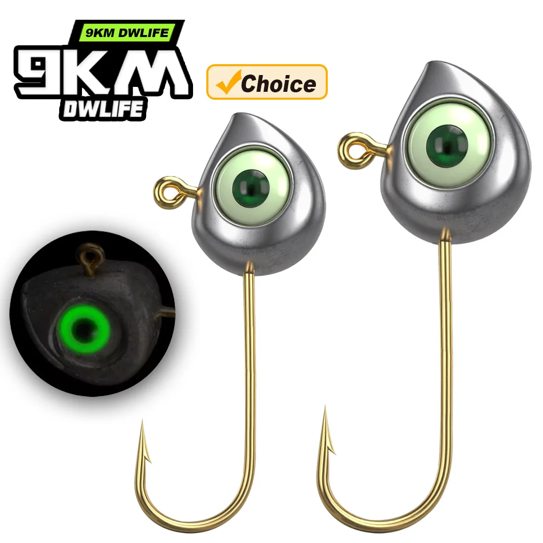 Anzuelos Jig Head 9KM con ojos 3D para agua dulce y salada