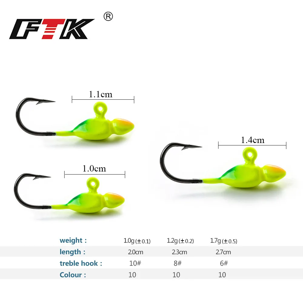 FTK-anzuelo de pesca en hielo de 5 piezas, 1g, 1,2g, 1,7g, cabeza de plantilla volteada, cebo realista, aparejos de pesca de carpa para invierno, accesorios de pesca - imagen 4