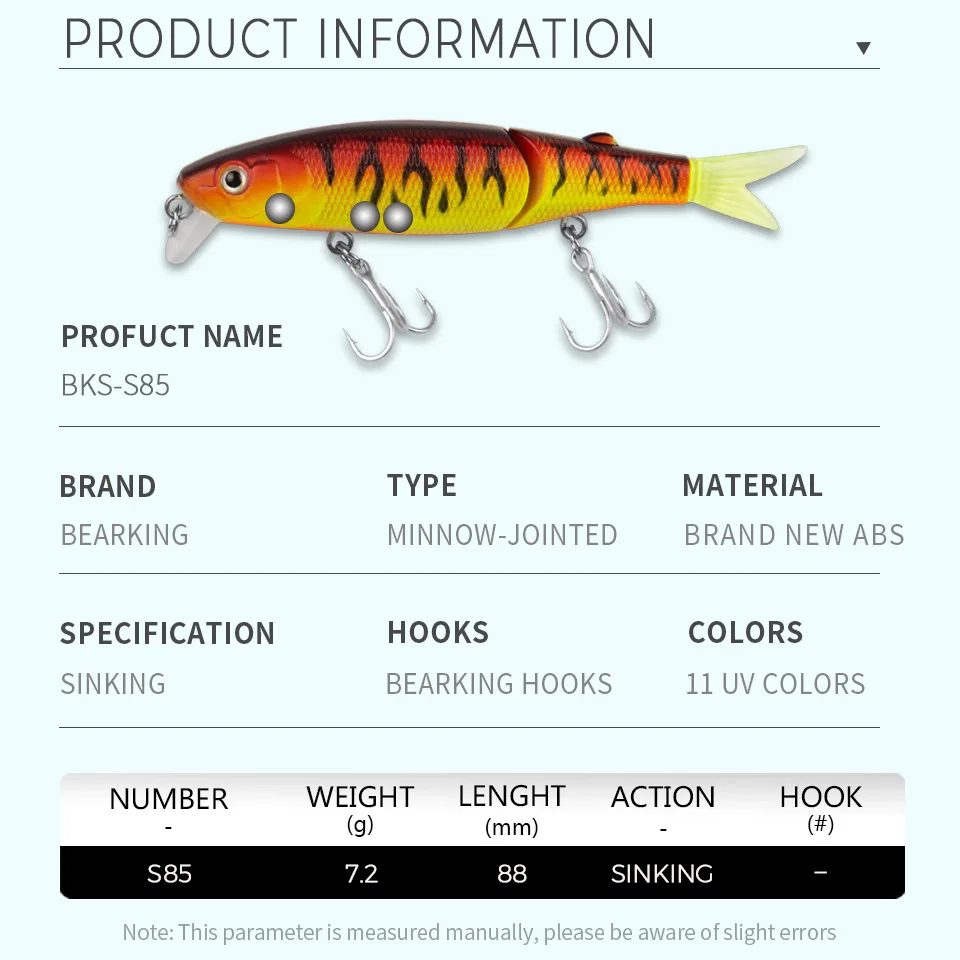 S85 Bearking marca 1 pieza AS-S85 Señuelos de pesca duros Minnow 9 cm 7,2g cebos artificiales Wobblers de buceo profundo aparejos de pesca - imagen 2
