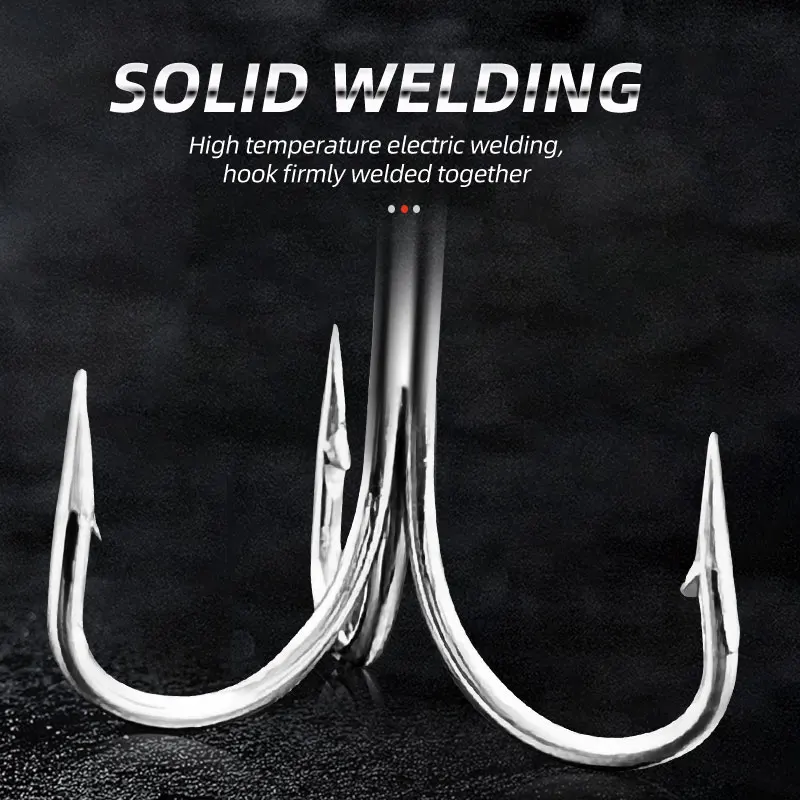 120 unids/caja anzuelos de triple ancla Ultra fuertes tiburón atún juego grande anzuelos triples con púas caja de juego de anzuelos de pesca de mar - imagen 4