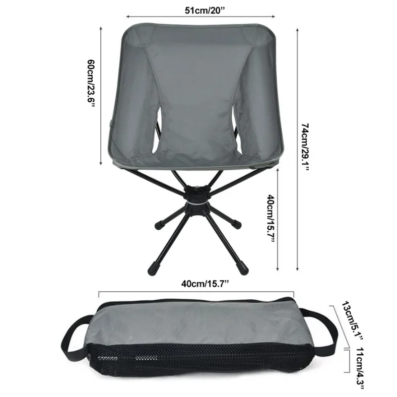 Sillas giratorias desmontables para acampar, silla plegable para mochilero al aire libre, asiento ligero con bolsa de transporte para pesca y senderismo - imagen 5